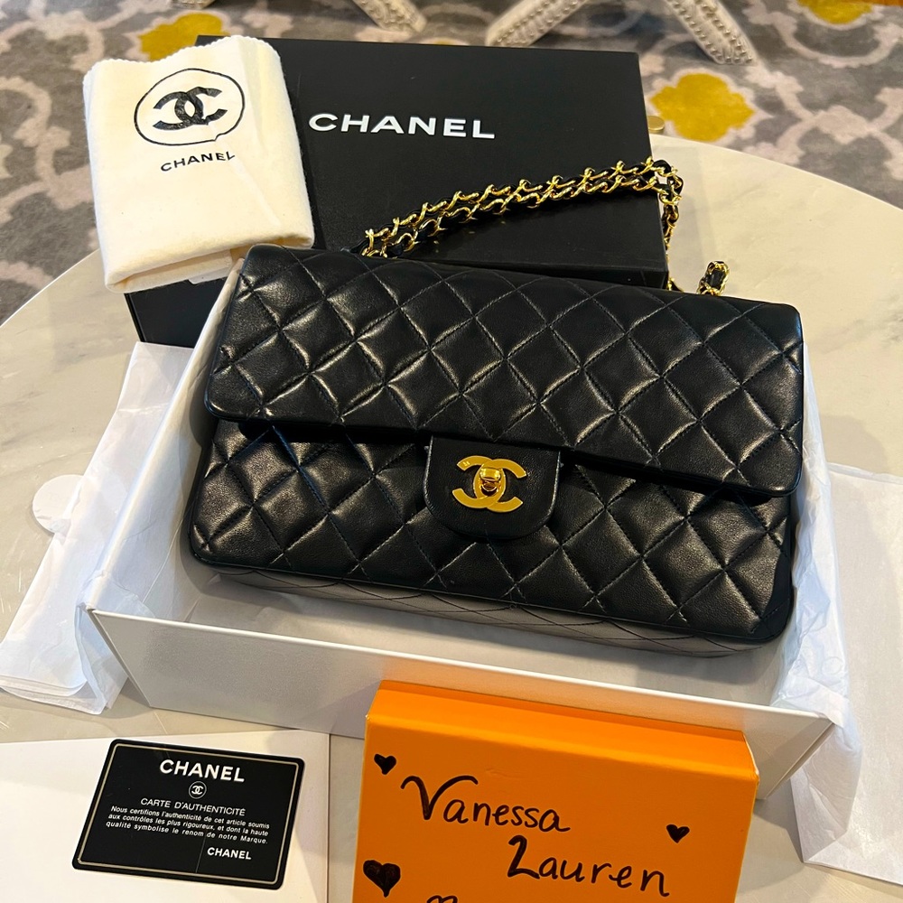 Vintage Chanel 24K Medium Classic Double Flap FULL SET